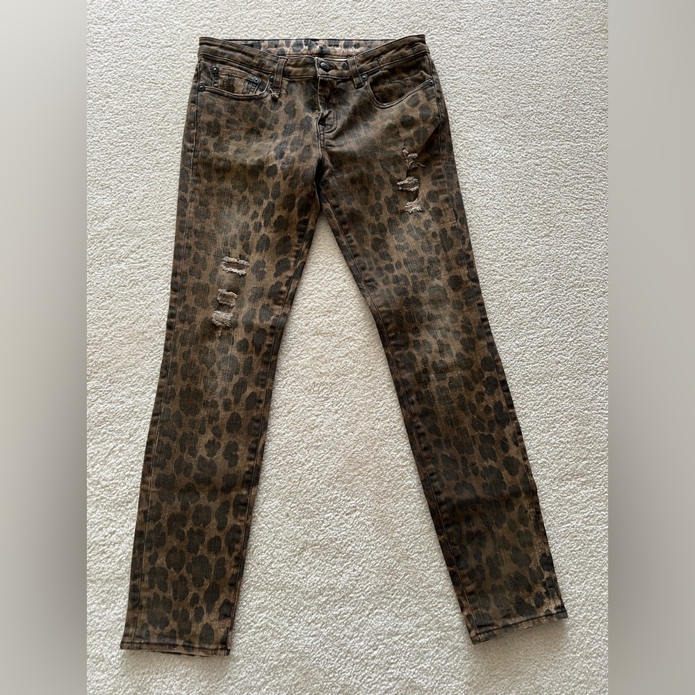 R13 Brown Leopard Skinny Jeans